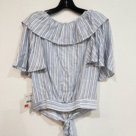 NWT Free People The Rosemary Top Blue White Stripe Women’s Size Large - Picture 7 of 7